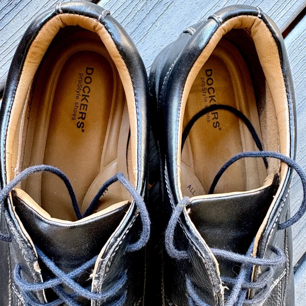 Dockers  11.5W Dress Shoes Black Prostyle All Motion Comfort Leather Oxfords